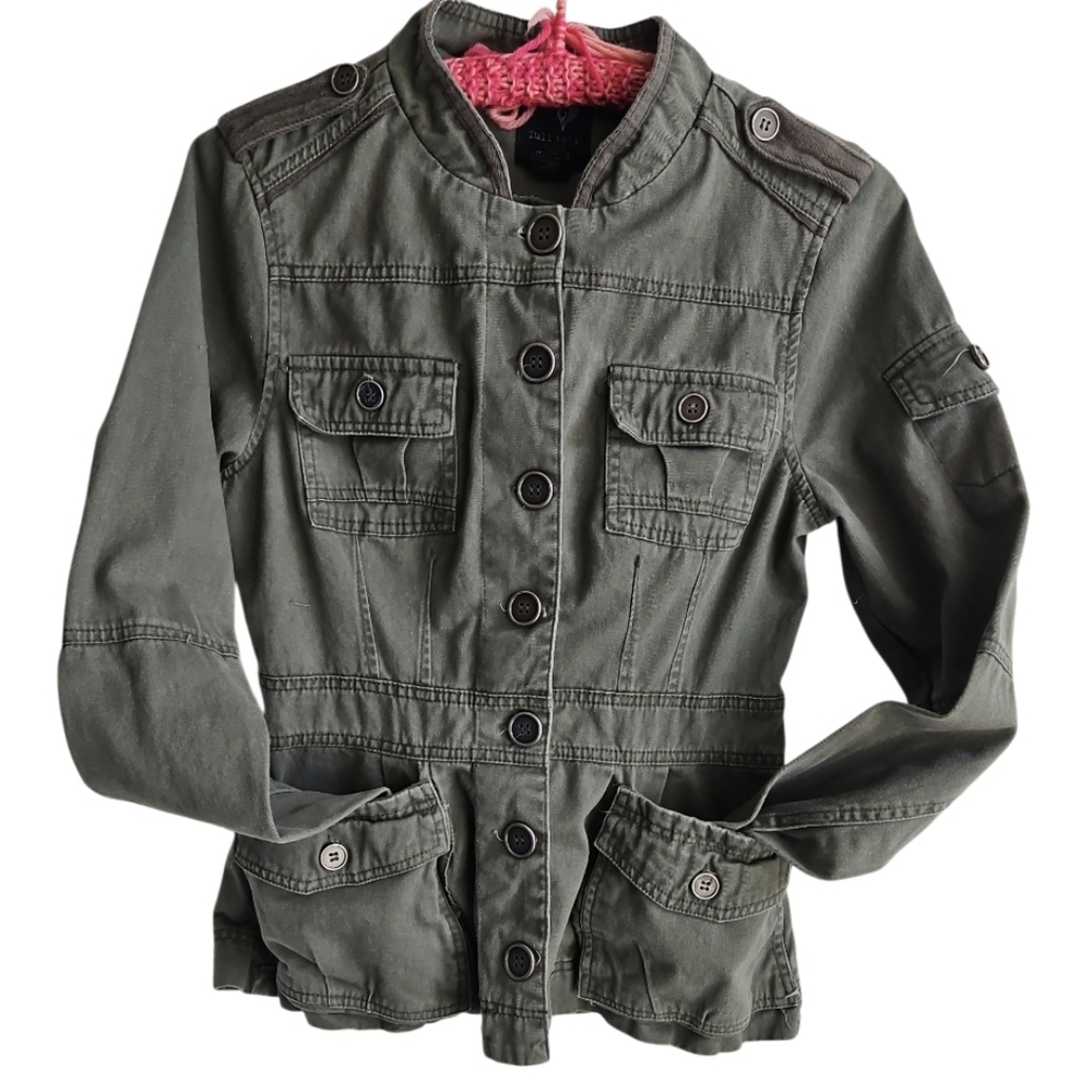 Full Tilt Olive Green Utility Jacket Cotton Size Small Medium - Picture 9 of 17